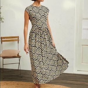 Boden Easy T-Shirt Midi Dress, Black Ditsy Swirl